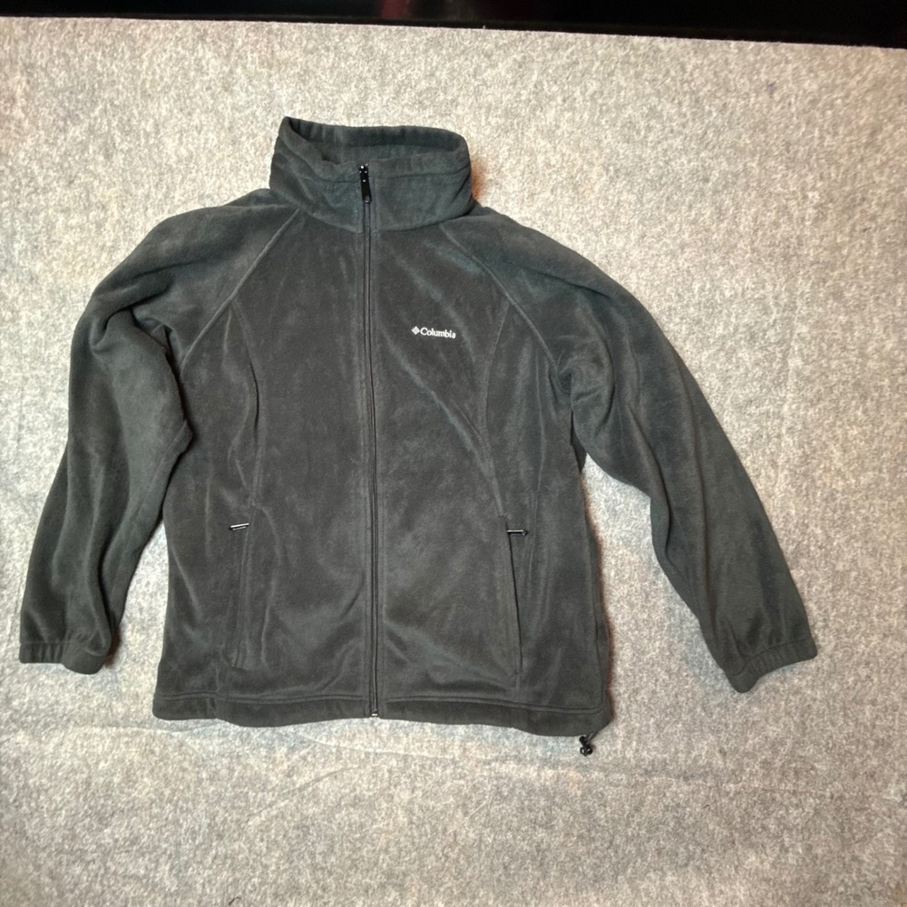 Columbia Benton Springs Women 1X Jacket Gray Full Zip Fleece Soft Outdoor Posh
